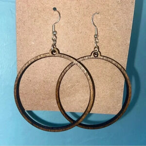 Rustic Elegance: Handcrafted Wooden Hoop Earrings